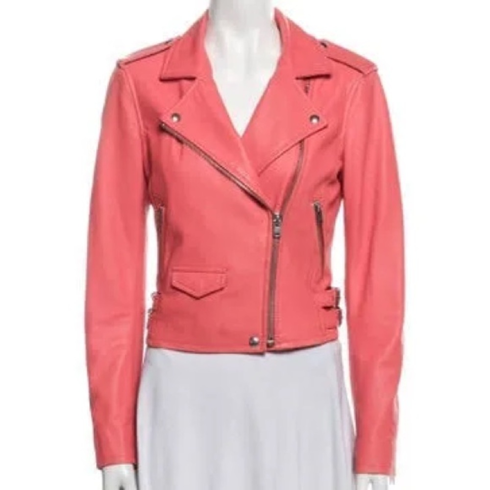 IRO Vibrant Red Leather Jacket - Picture 2 of 5